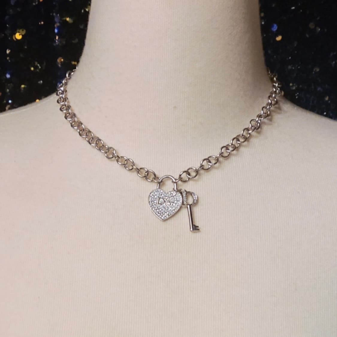 크리스찬 디올 실버 하트 펜던트 자물쇠 목걸이(희귀) 상품이미지5