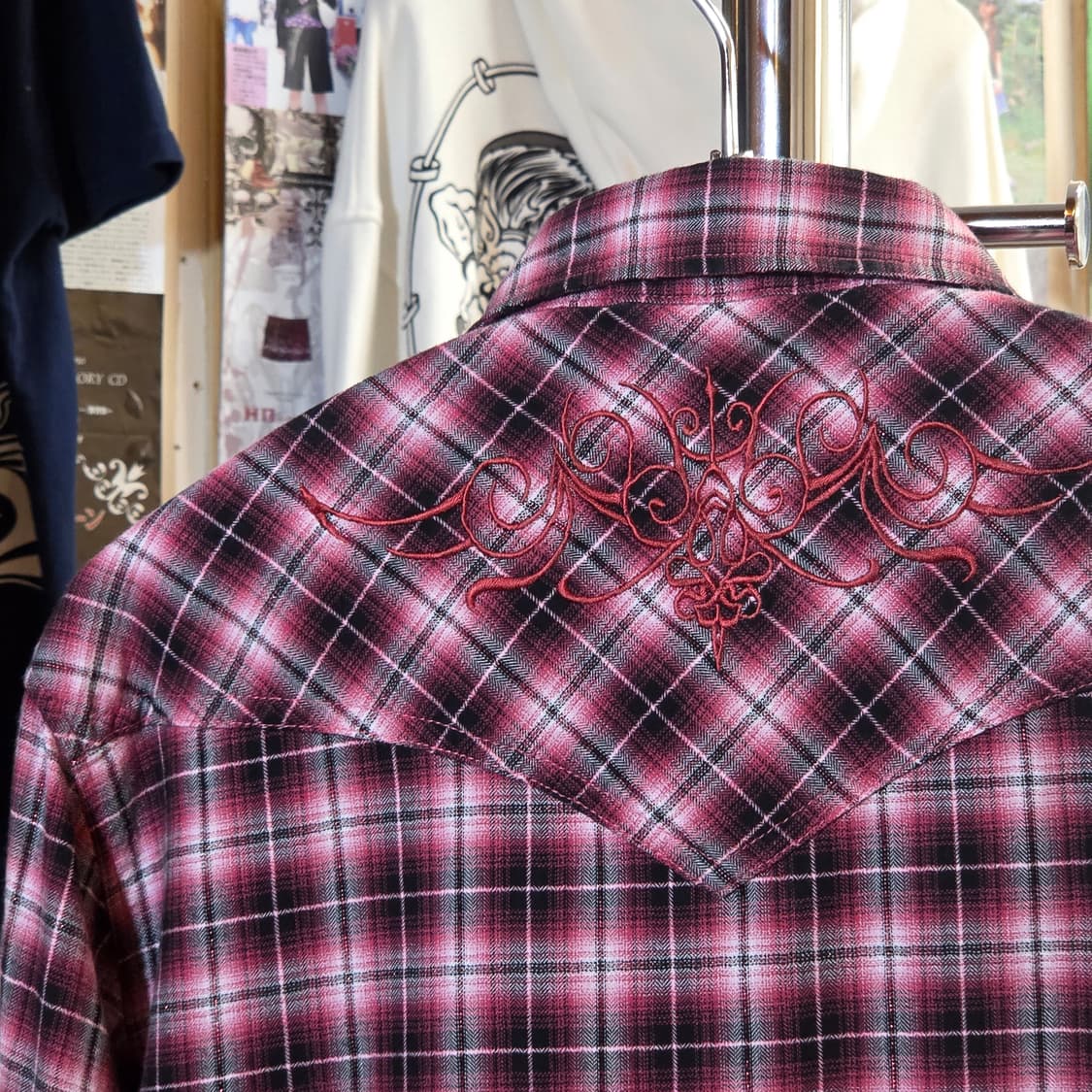 JPN 레드 웨스턴 자수 체크셔츠 상품이미지6