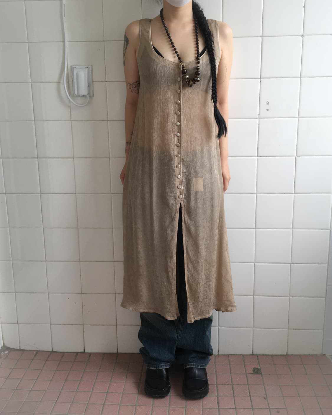 Ornament pattern sleeveless onepiece 상품이미지1