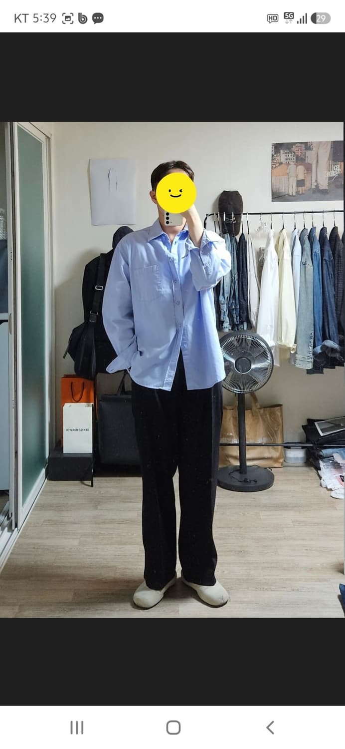 새상품) 이얼즈어고 포이카 코튼 드릴셔츠 스카이블루 105~110 상품이미지2
