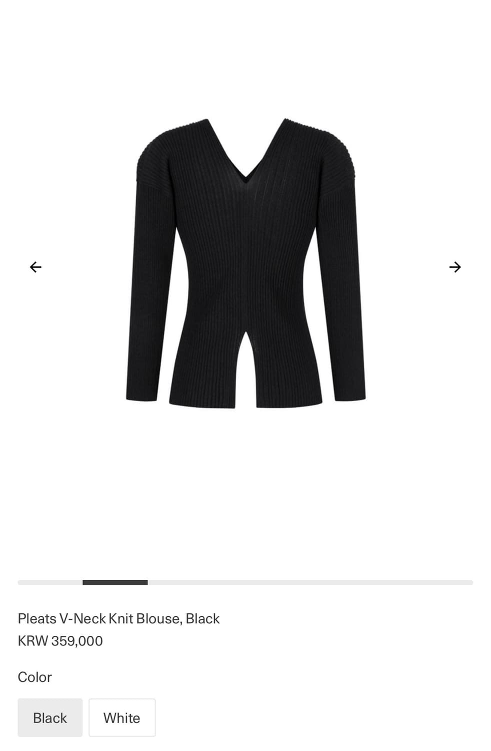 아모멘토 Pleats V-Neck Knit Blouse, Black  상품이미지2