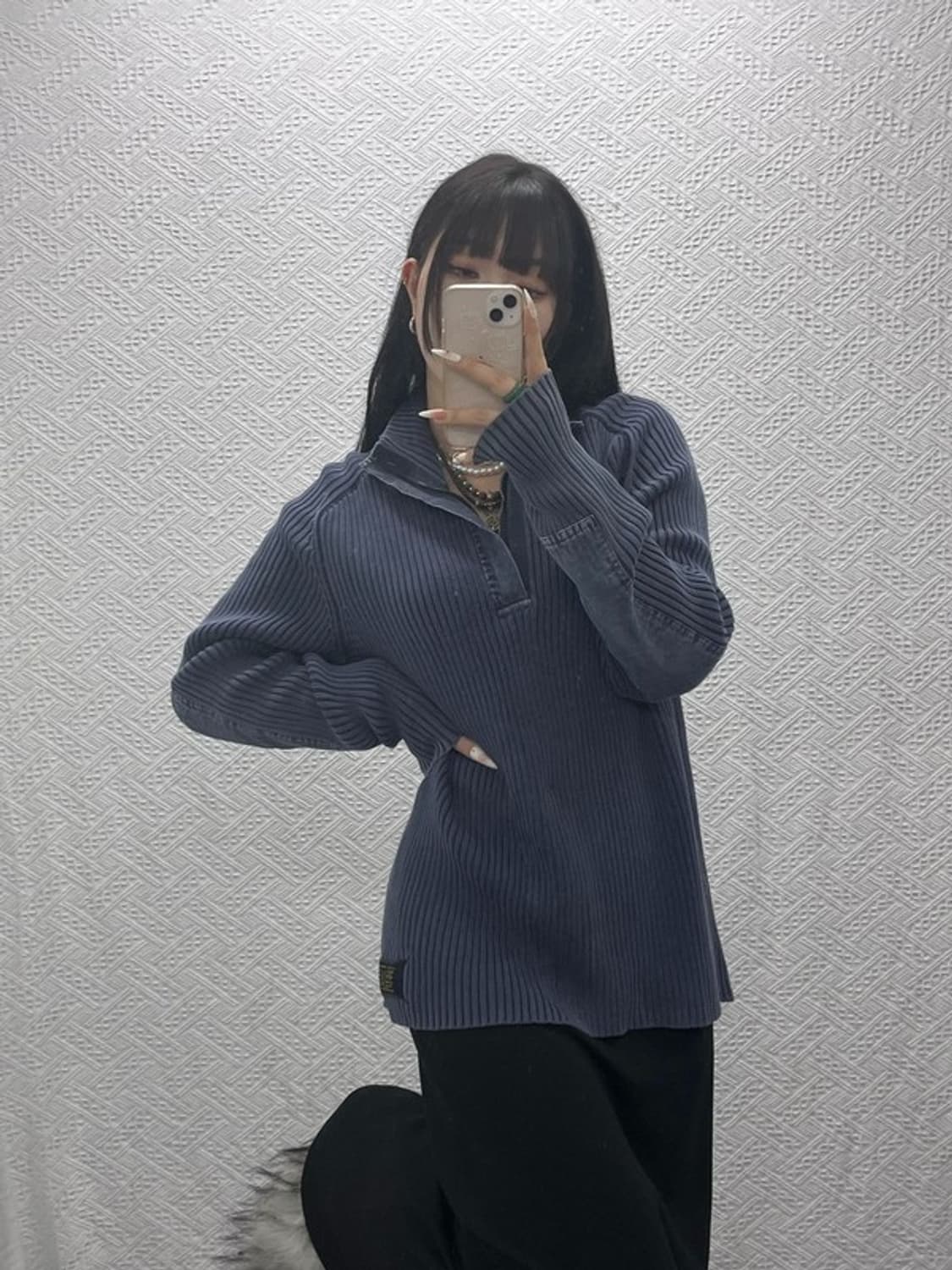 폴로 랄프로렌 빈티지 폭닥 하이넥 반집업 니트 M C09391 상품이미지1