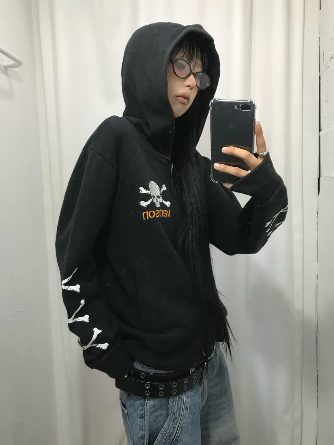 Vanson Skull Printing Hood Zip-Up 상품이미지7