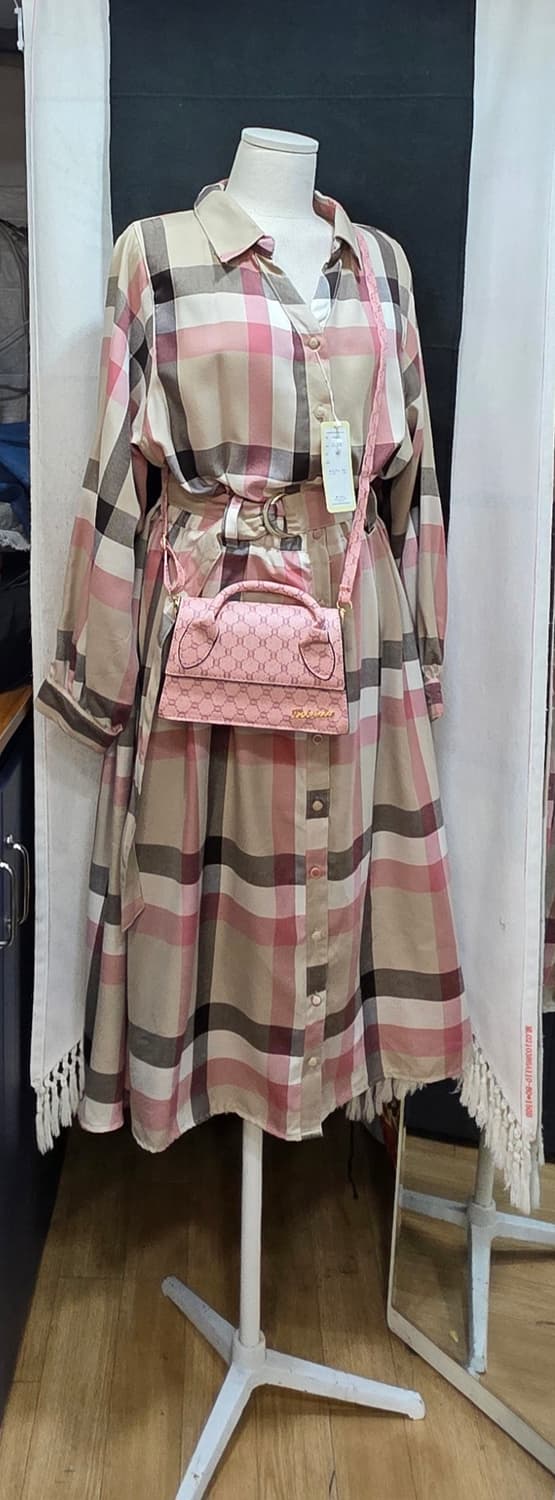 일본 봄체크원피스 상품이미지1