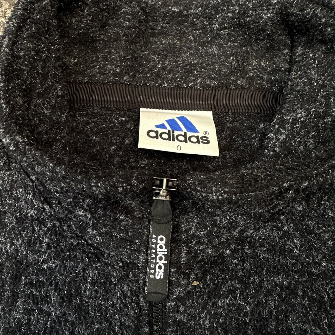 90s 아디다스 올드스쿨 스펠아웃 오버핏 차콜 후리스 점퍼 XL 상품이미지7