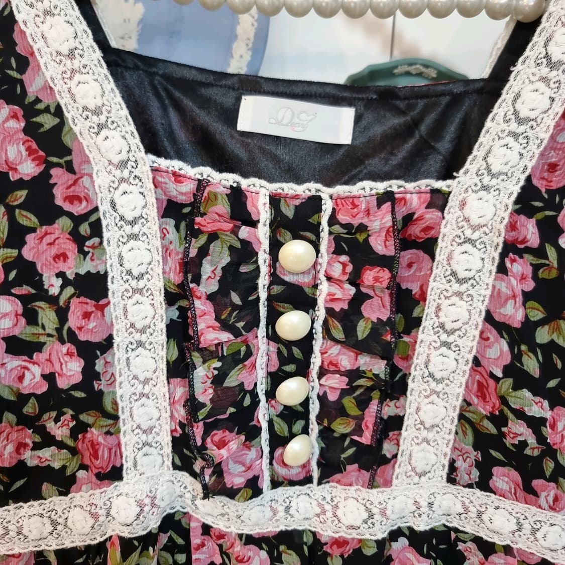 디어리 로즈 패턴 쉬폰 원피스 상품이미지2