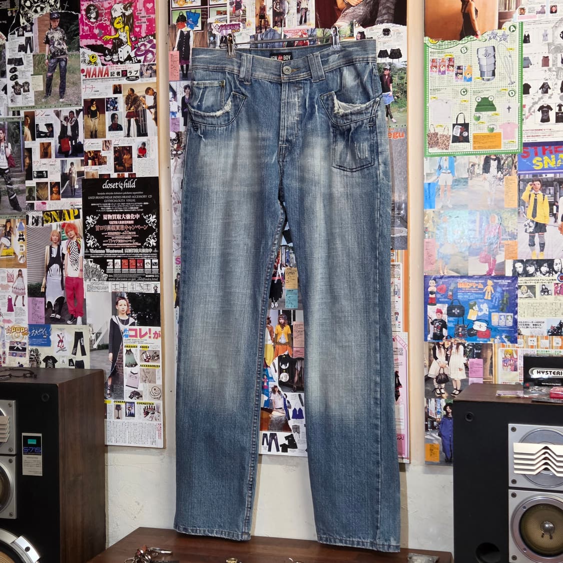 연청 워싱 버튼플라이 스트레이트 데님 팬츠 상품이미지2