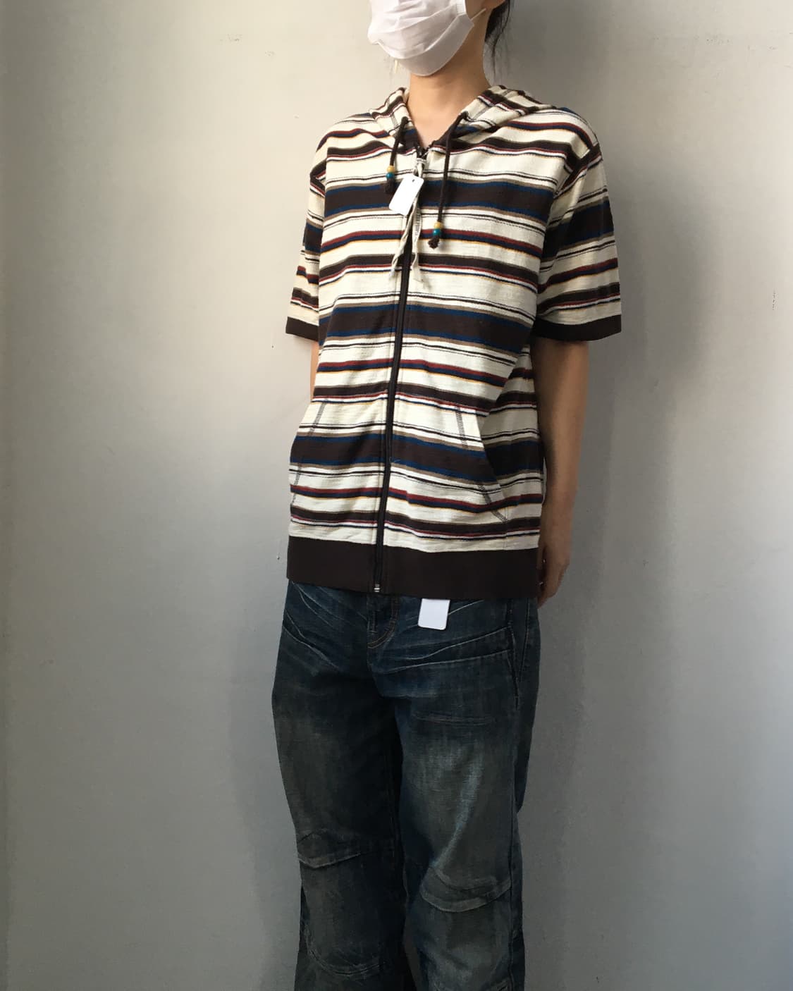 Stripe pattern hood zip up 상품이미지7