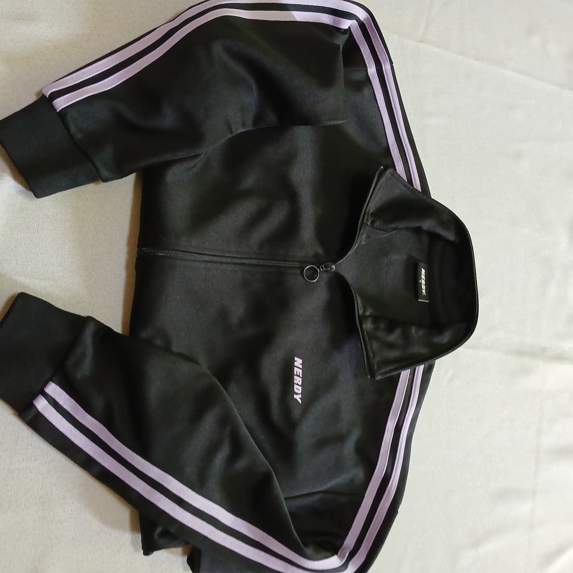 Nerdy 널디 블랙 연보라 져지 트랙탑 자켓 상품이미지3