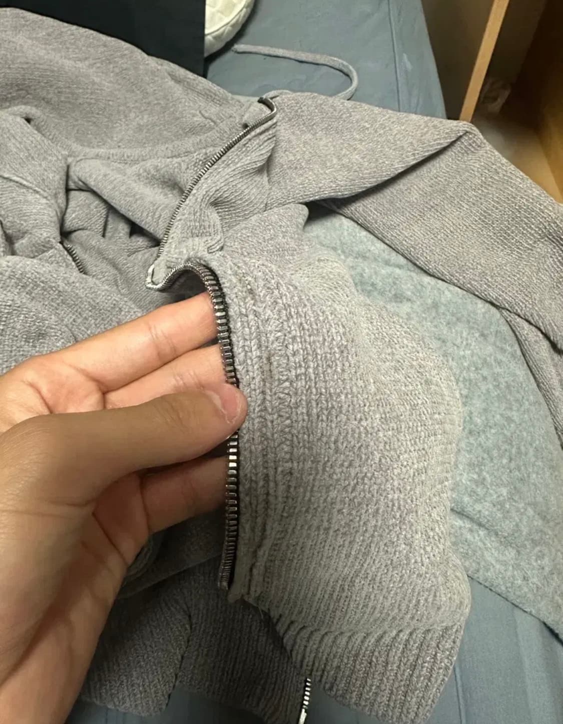 2사이즈) 언더마이카 벨벳 니트 후드집업 상품이미지6