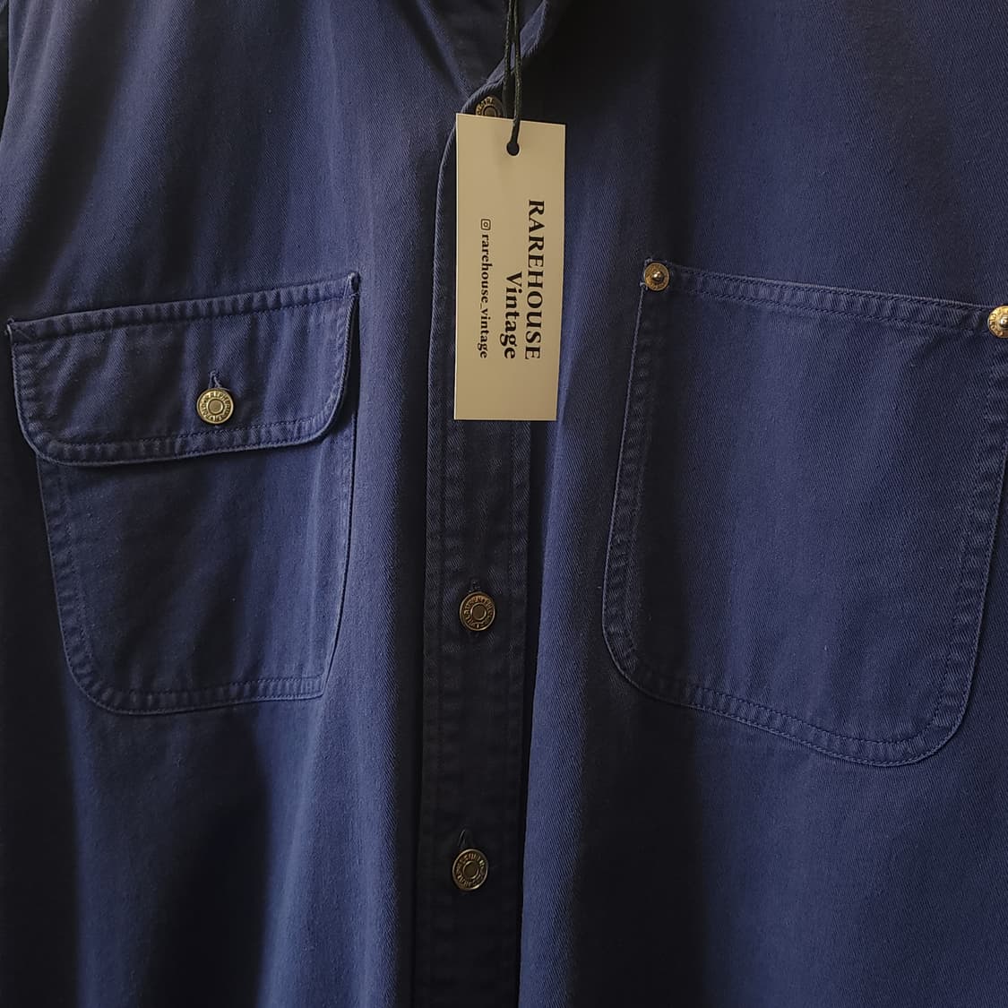 90s 폴로 헤비코튼 투포켓 워크셔츠 삼중 스티치 블루 M 상품이미지5