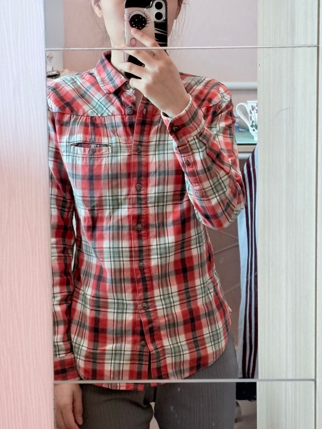 모리걸st 레드체크셔츠🍒 상품이미지2