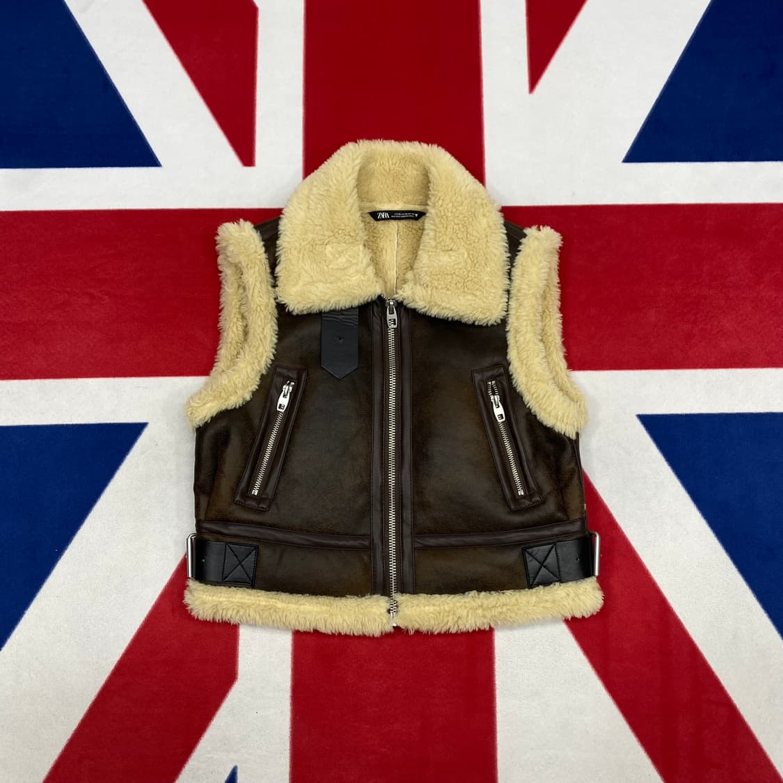 자라 베스트 무스탕 여성 XS 실측 44-55 상품이미지1