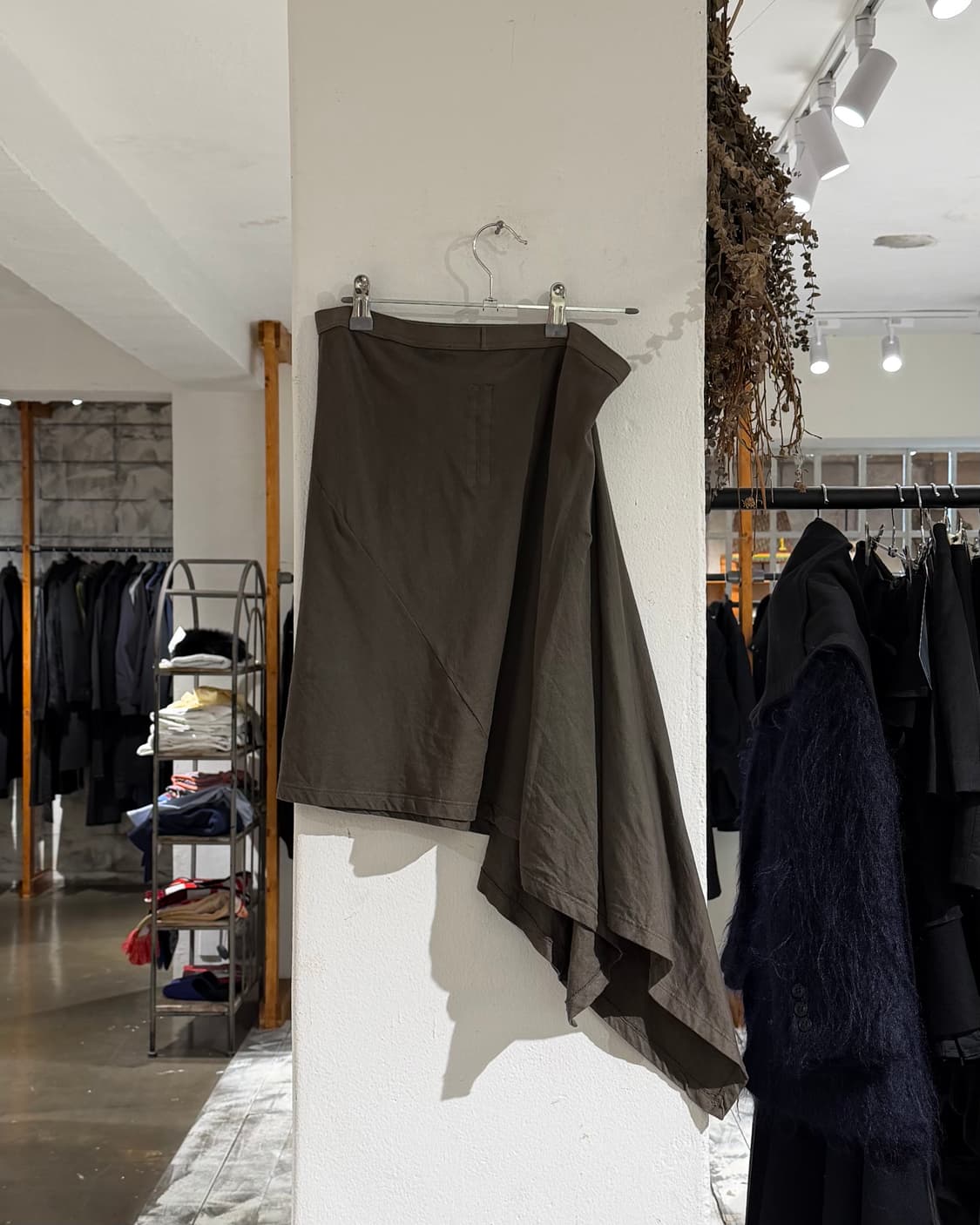 릭오웬스 카키 코튼 언발란스 스커트 상품이미지4