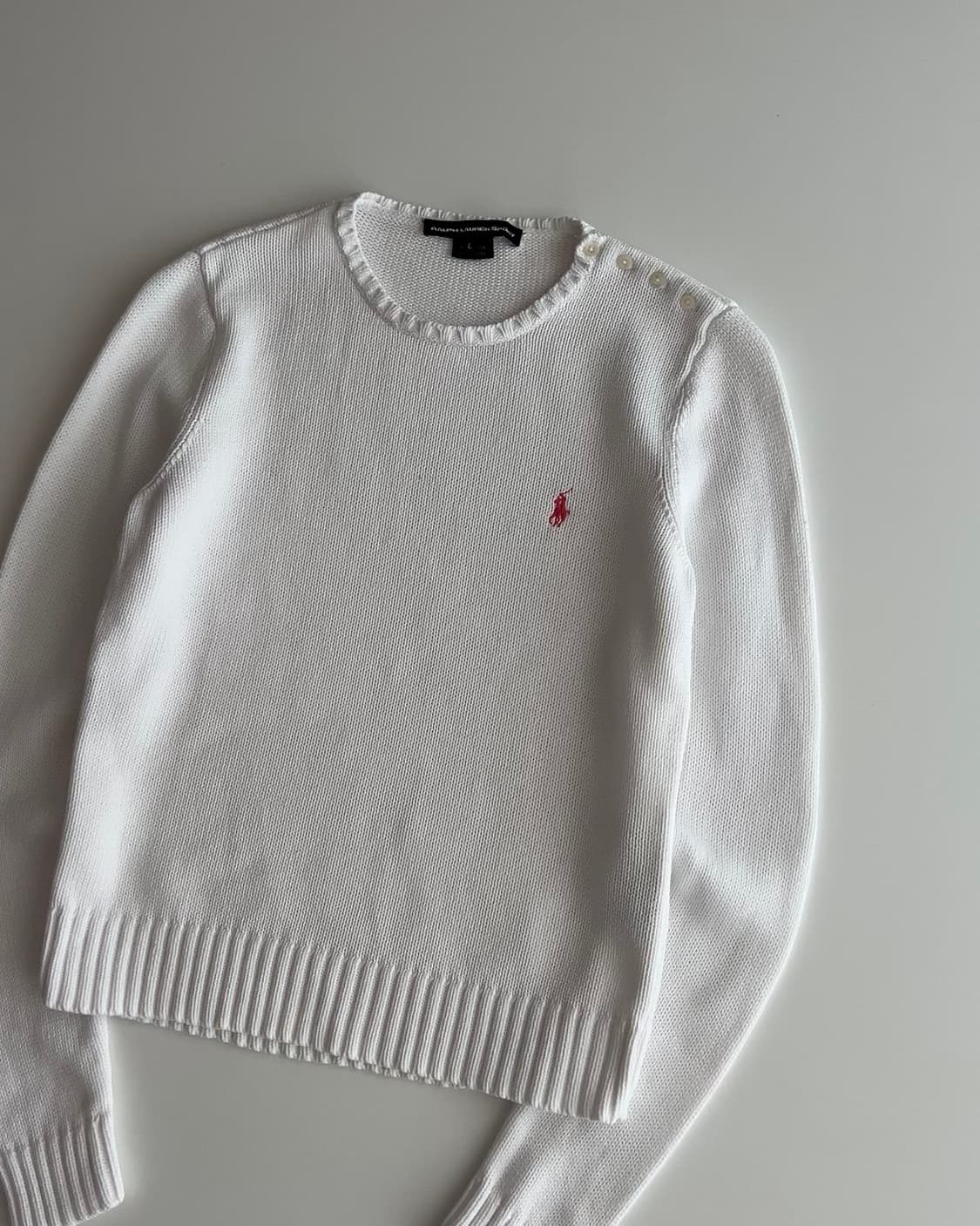 폴로 랄프로렌 화이트 여성 라운드넥 니트 L 상품이미지2