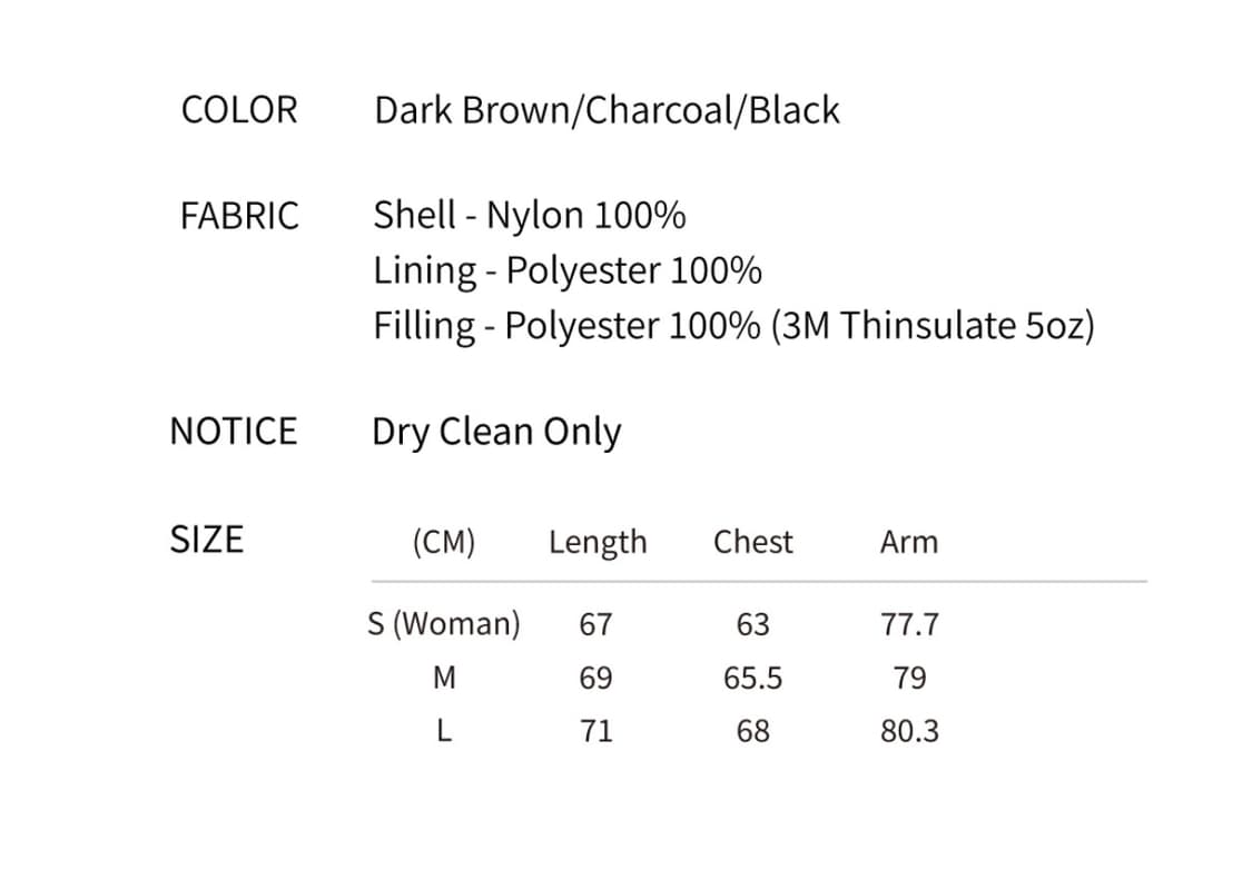 패러킷 신슐레이트 패디드 점퍼 (차콜) 상품이미지2