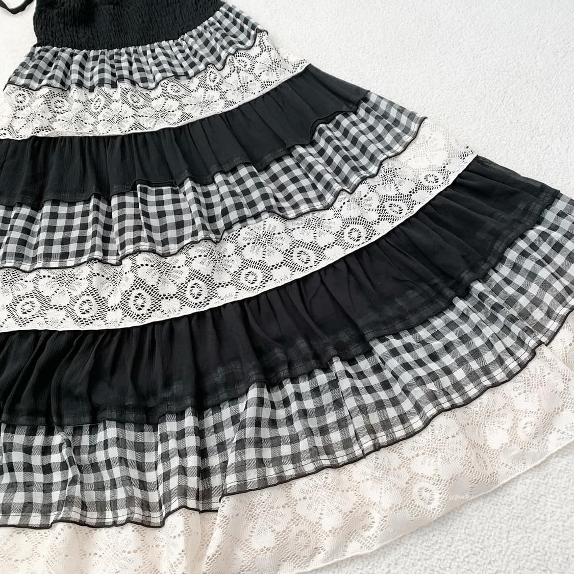 블랙 레이스 패치 원피스 상품이미지3