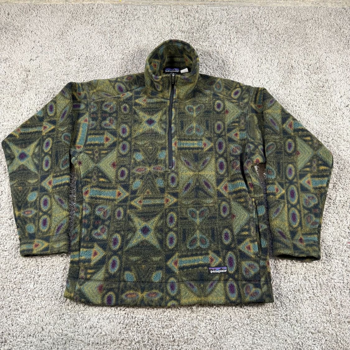 90s 파타고니아 신칠라 스냅-T 하프집 패턴/멀티 USA 상품이미지1