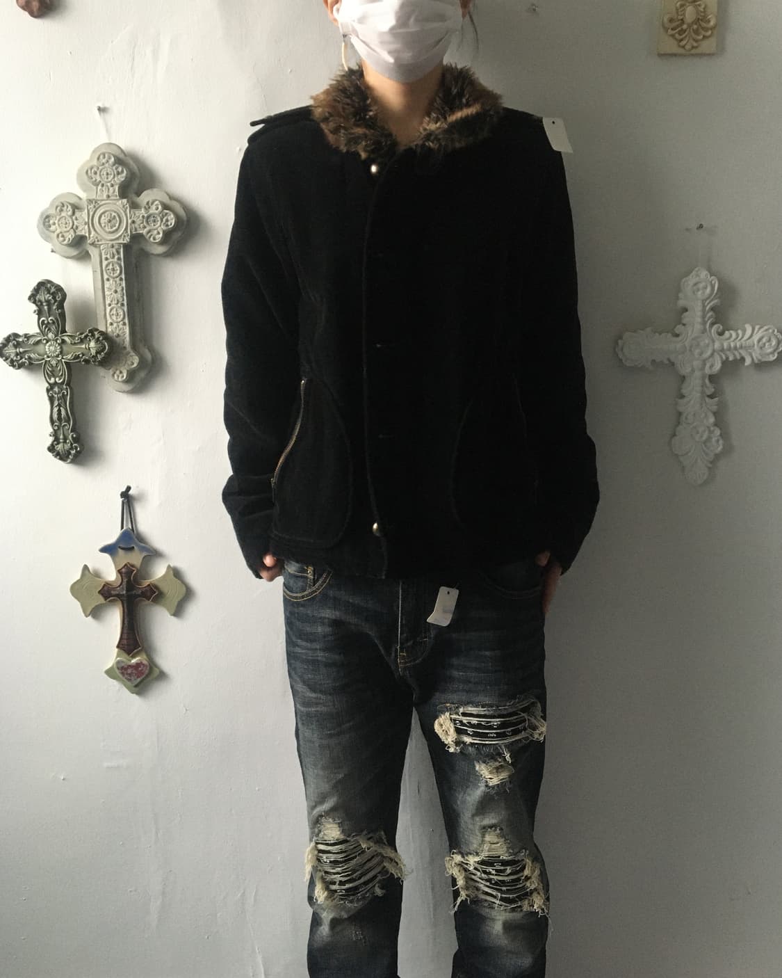 Fur collar point jacket 상품이미지1