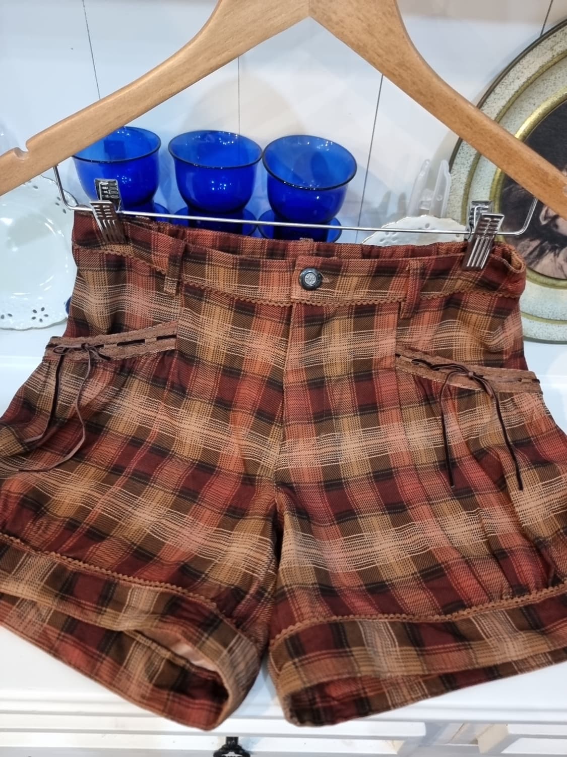 axes femme 초코카라멜 체크 리본포켓 팬츠 상품이미지4