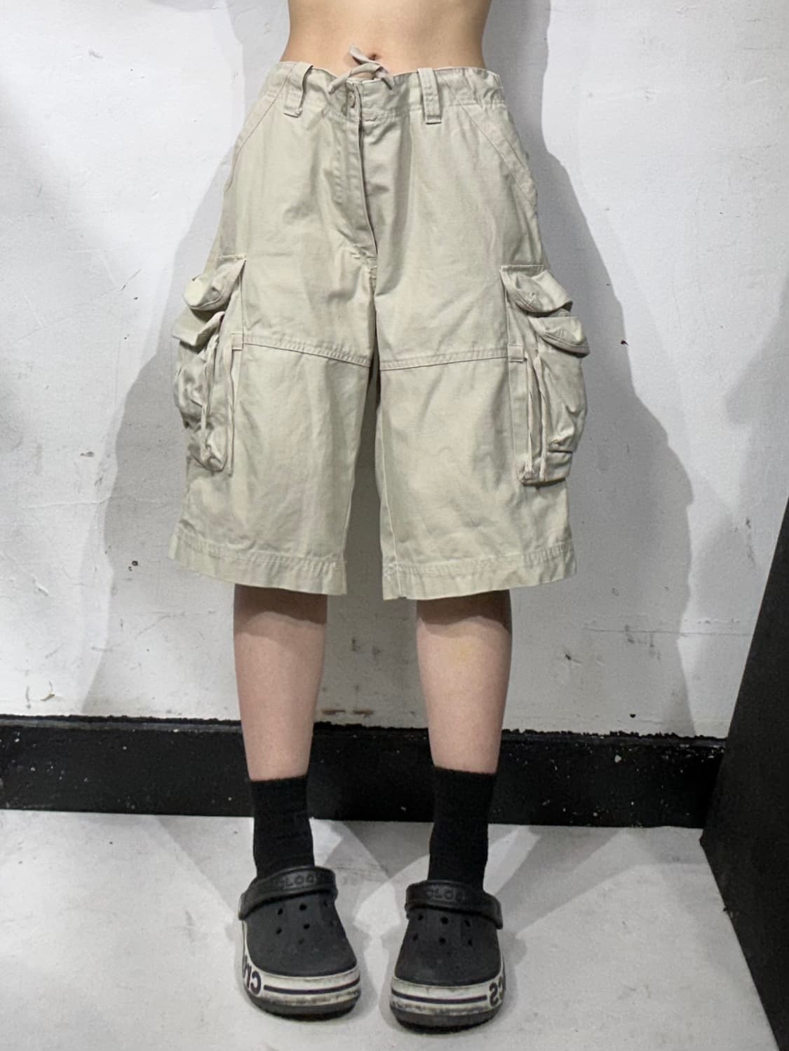 빈티지 아이보리 버뮤다 와이드 카고 팬츠 반바지 L 상품이미지2