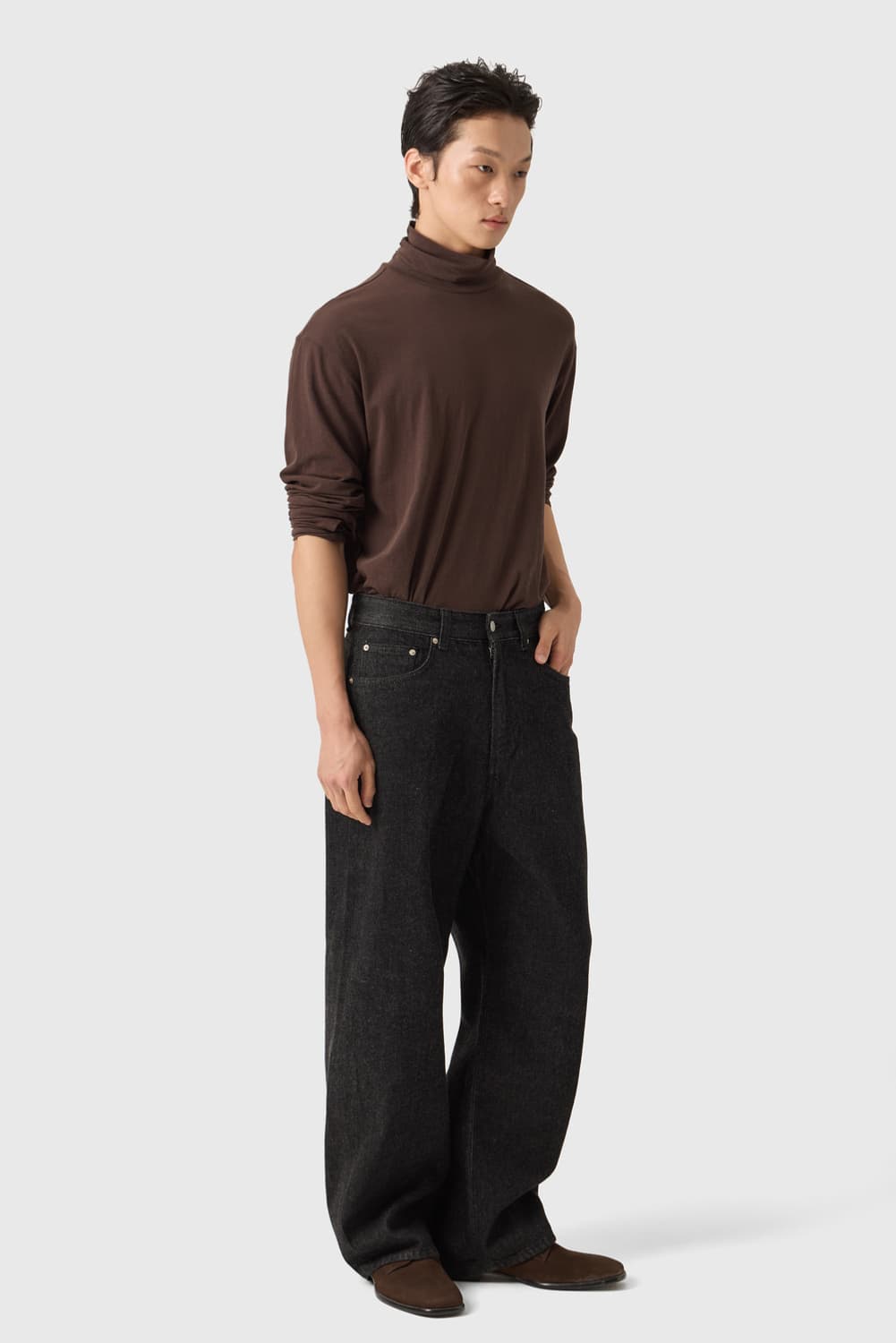 유스 wide denim pants washed black S사이즈 상품이미지2