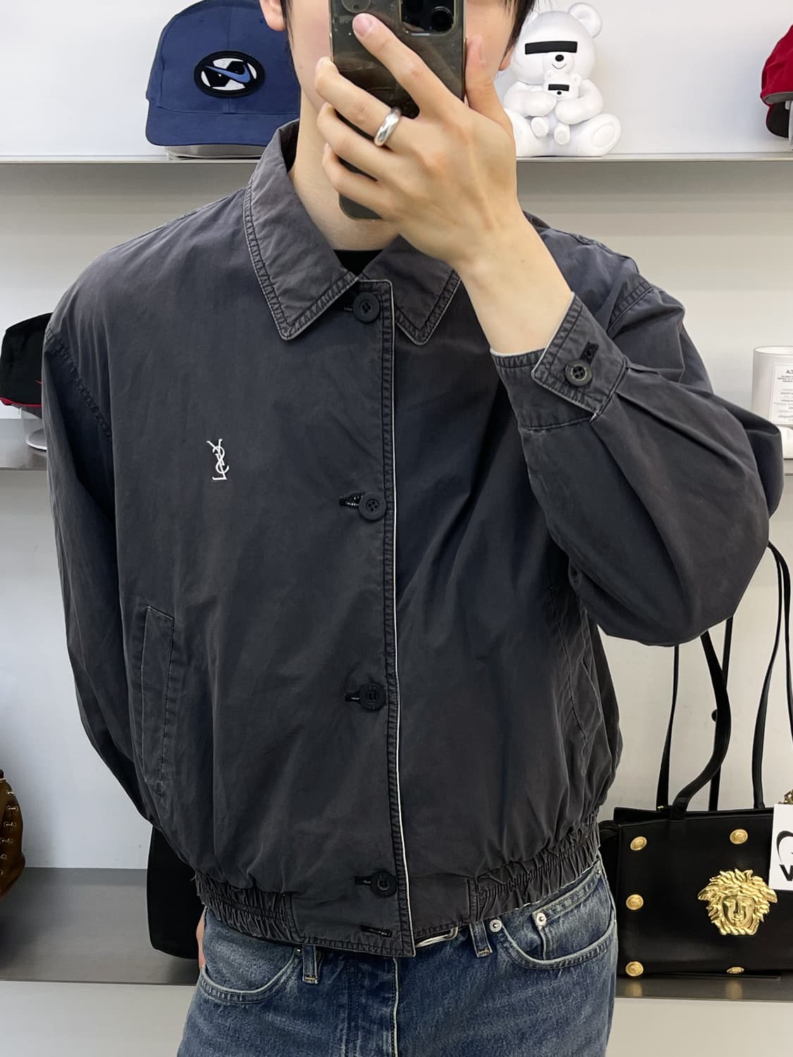 입생로랑 90s YSL 로고 블루종 자켓 상품이미지1
