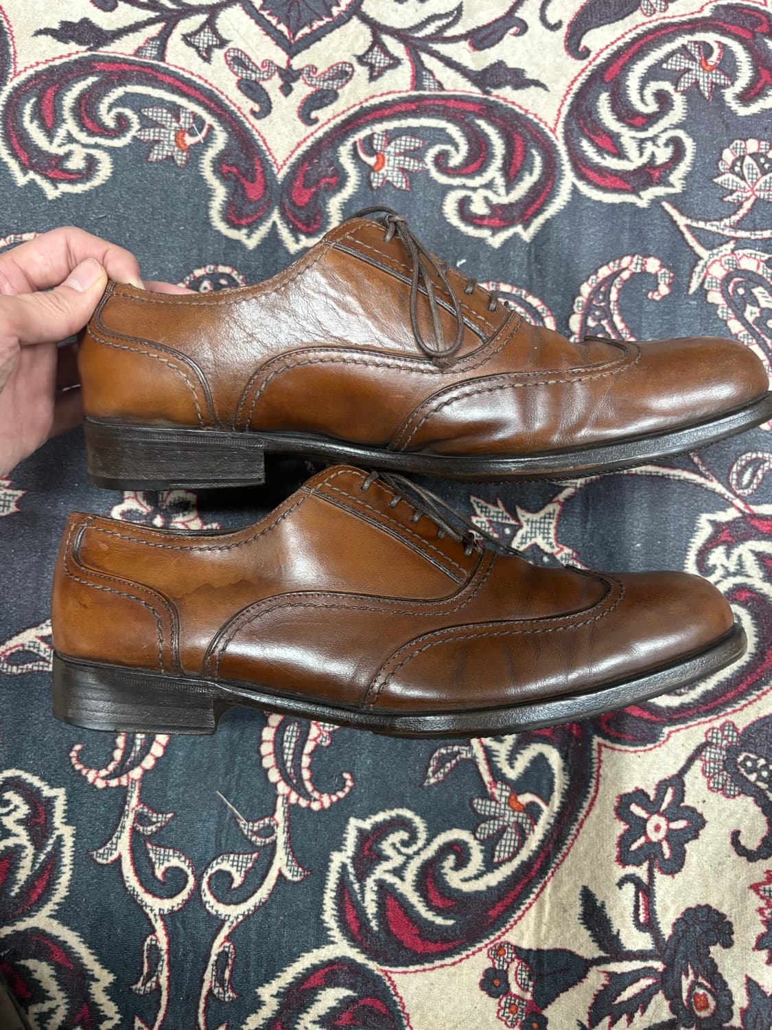 Salvatore Ferragamo 브라운 윙팁 옥스퍼드 수제화 상품이미지4