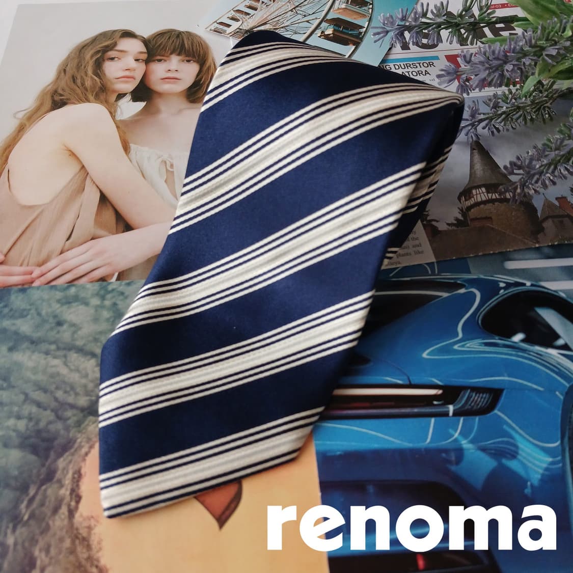 레노마 실크 네이비 스트라이프 넥타이 8.5cm A등급 A19733 상품이미지2