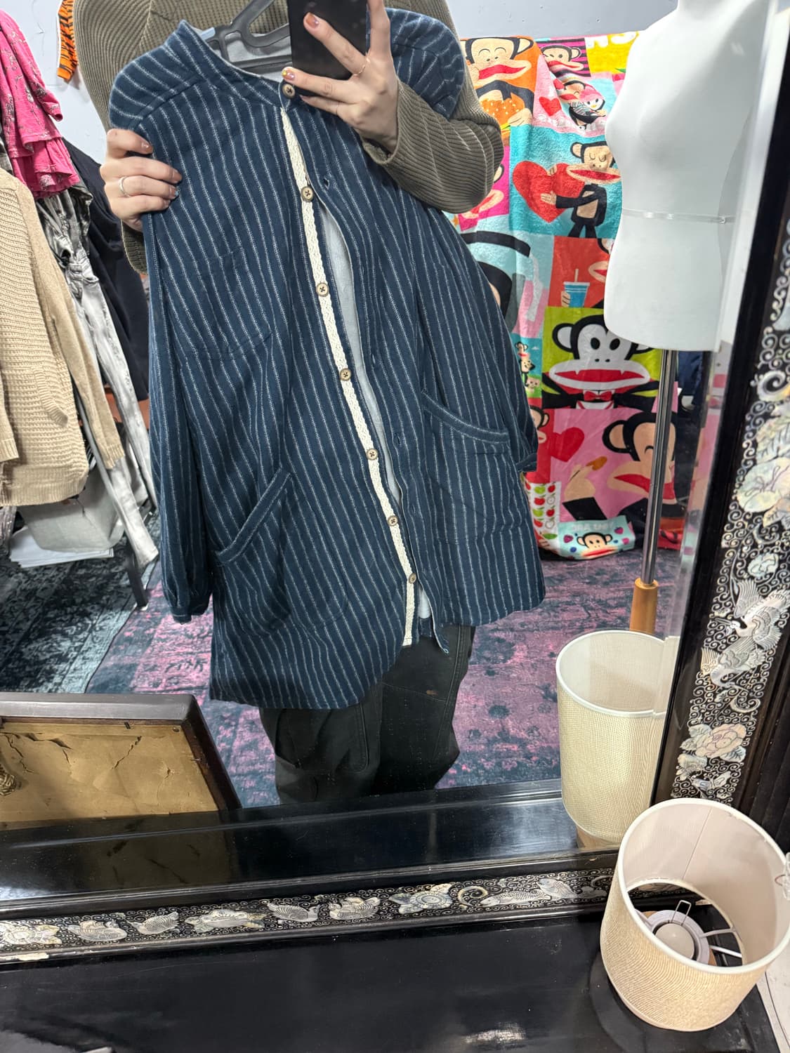 보헤미안 스트라이프 레이스 롱 자켓 상품이미지5