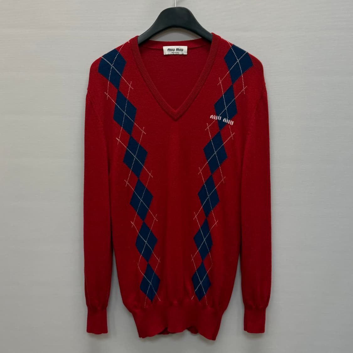 미우미우 로고 아가일 캐시미어 니트 ( 44 55 ) 상품이미지1