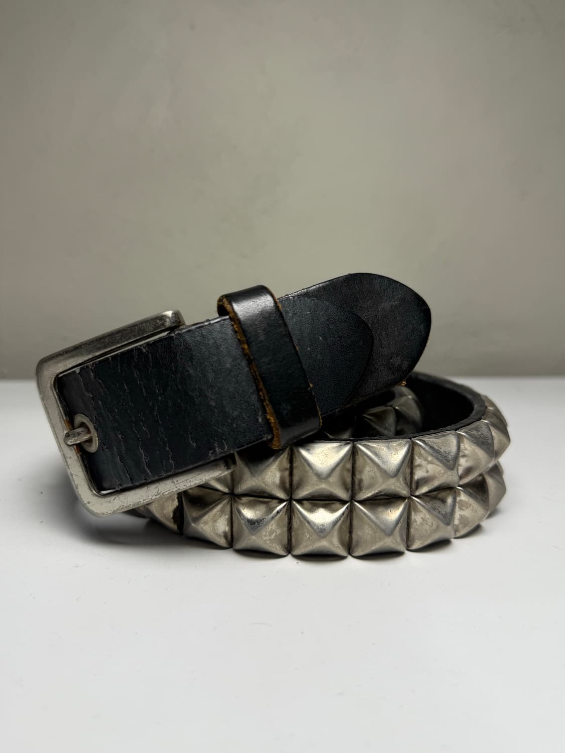 일본제 빈티지 진짜 가죽 스터드 폭탄 벨트 상품이미지4