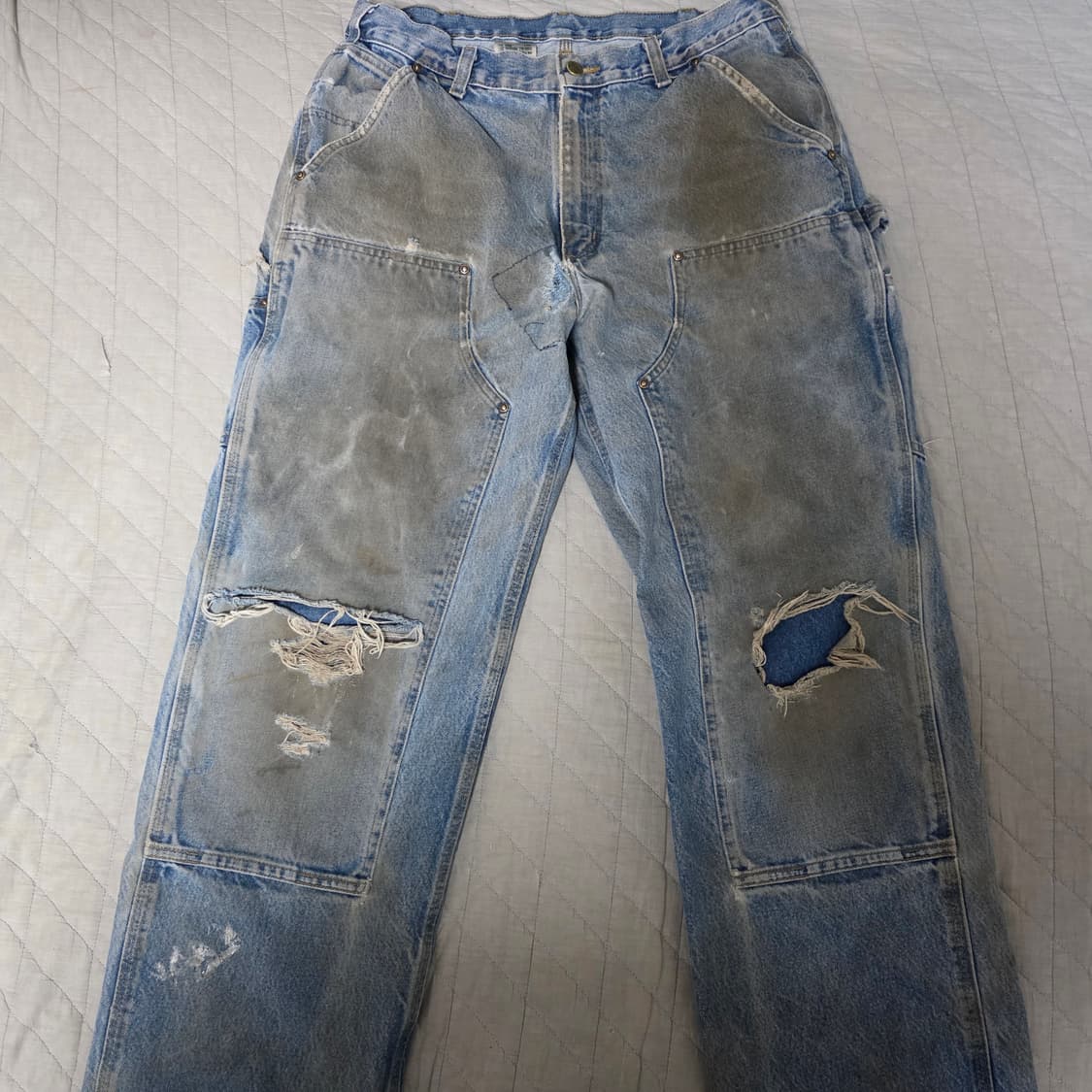 [34X32] 빈티지 칼하트 더블니 B73 DST 데님팬츠 트래쉬드 상품이미지1