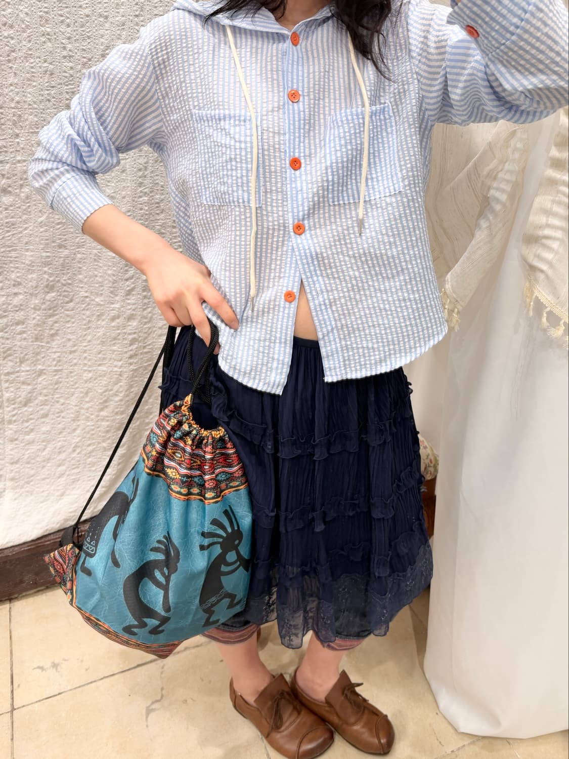 frill navy cancan midi skirt 상품이미지2