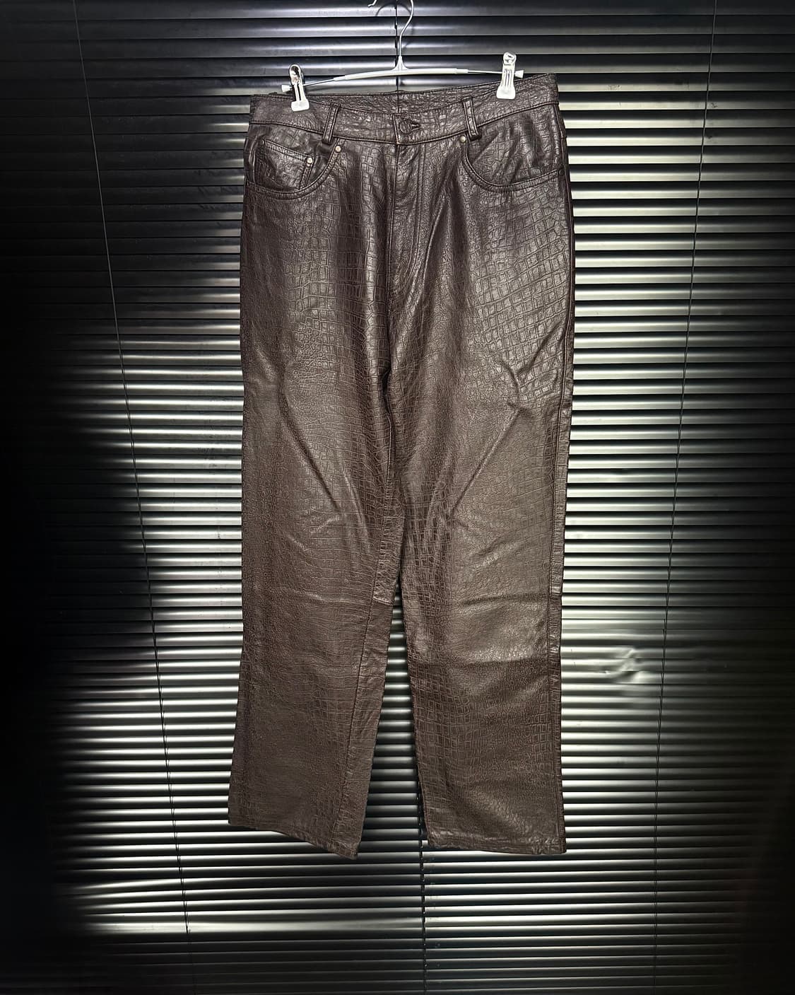 맨포토 악어 파이톤 소가죽 레더 일본 와이드 팬츠 L 31 고스펑크 고딕 상품이미지1