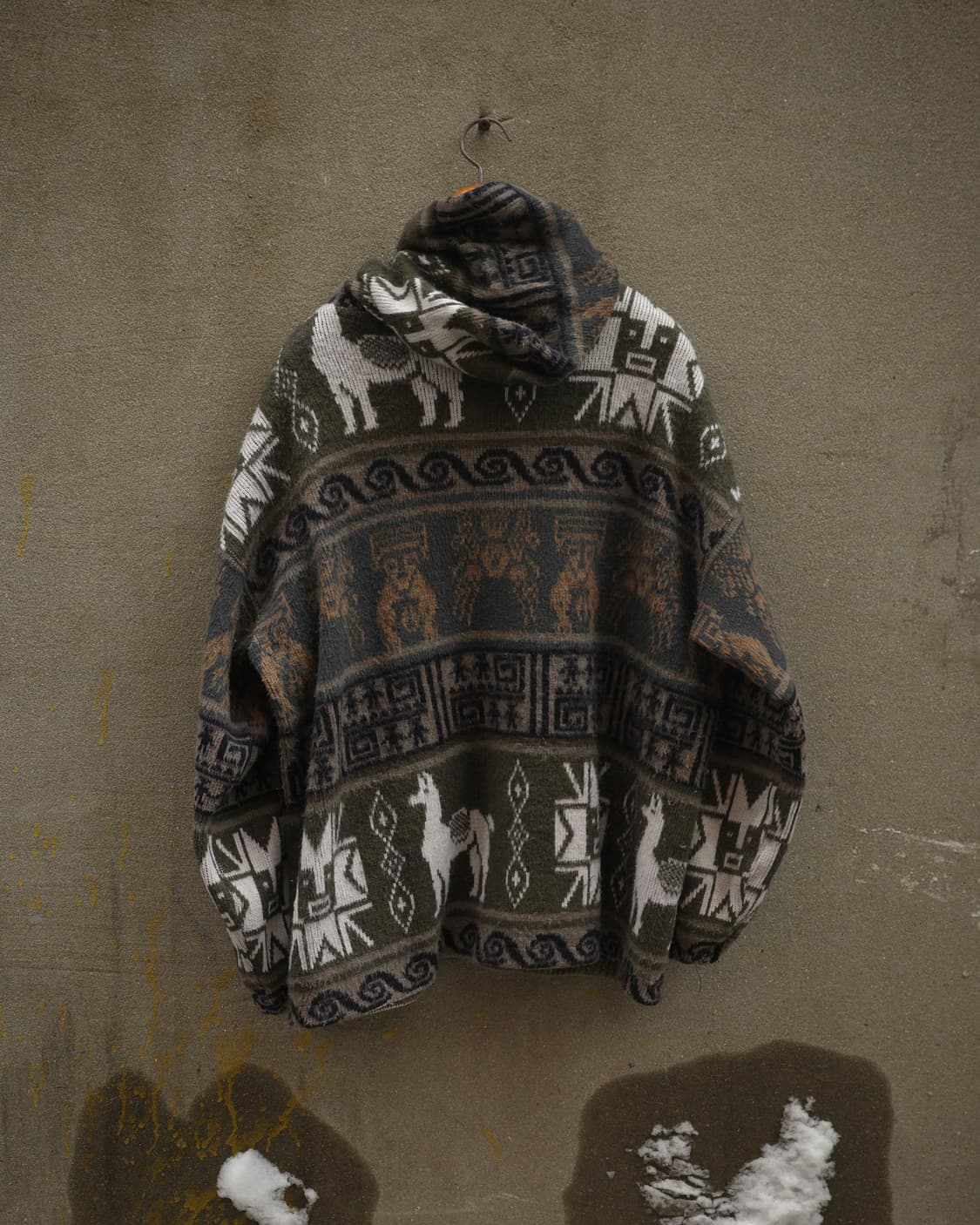 빈티지 아즈텍 패턴 헤어리 울 알파카 후드 니트 상품이미지5