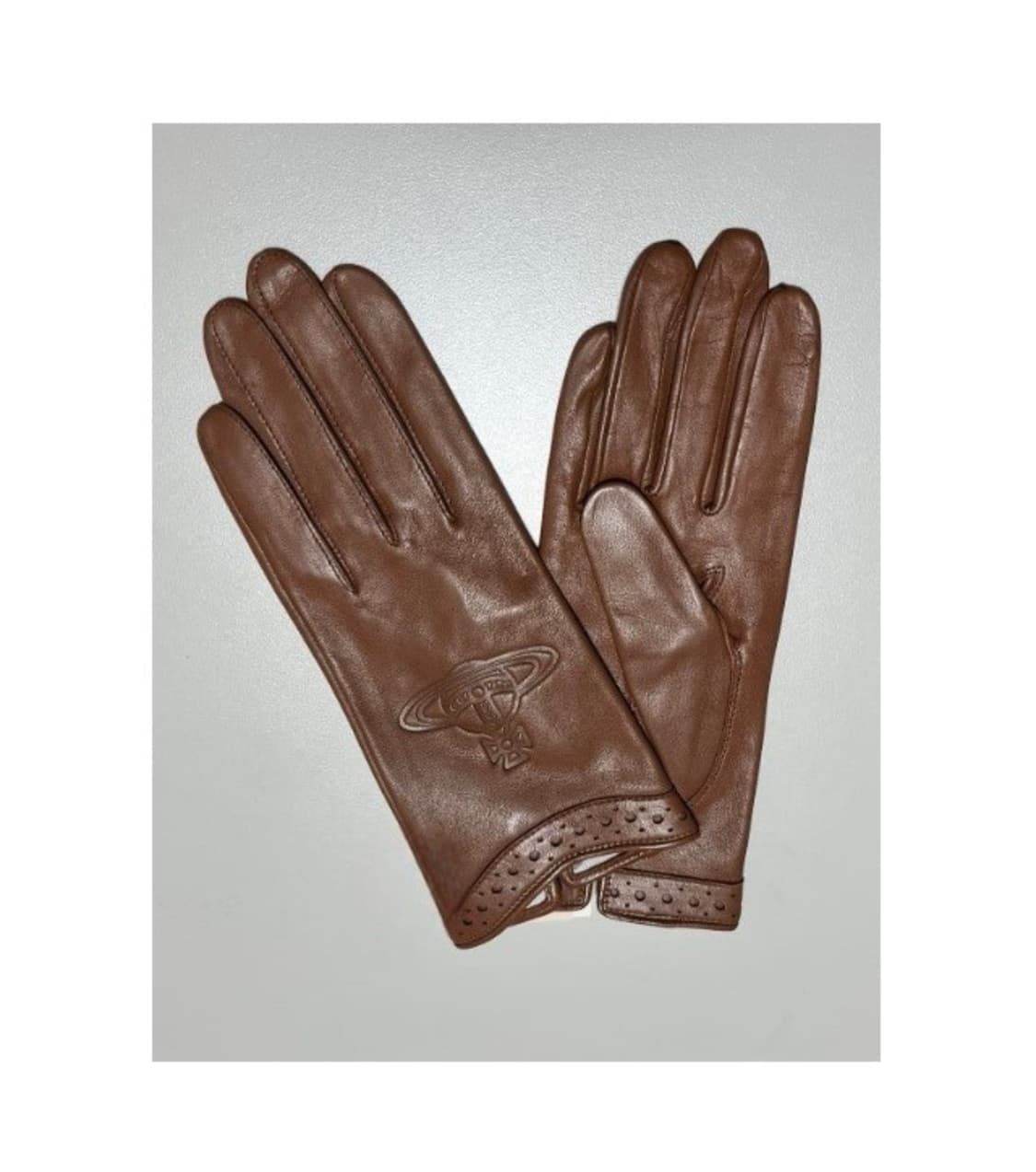 비비안 웨스트우드 빅orb 로고 양가죽 장갑 브라운(새상품) 상품이미지1