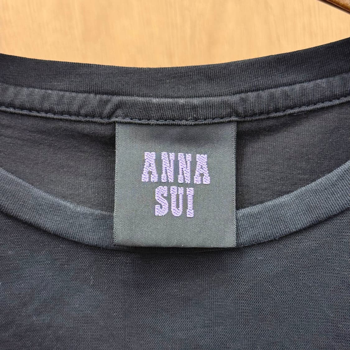 안나수이 시스루 레이어드 반팔 티셔츠 오리엔탈 패턴 디테일 블랙 상품이미지7