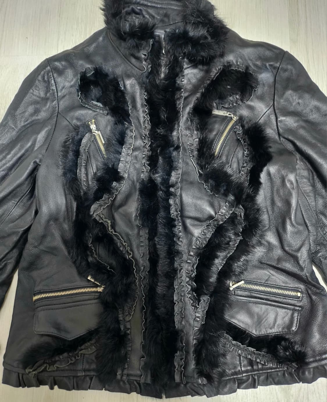 Y2k 곱창 양가죽 레더 자켓 상품이미지3