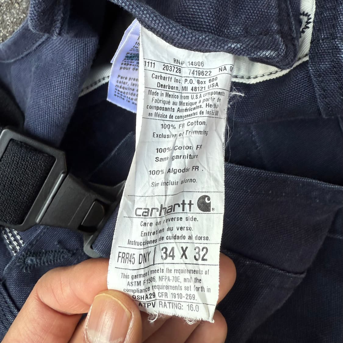 칼하트 더블니 오버롤 네이비 상품이미지7