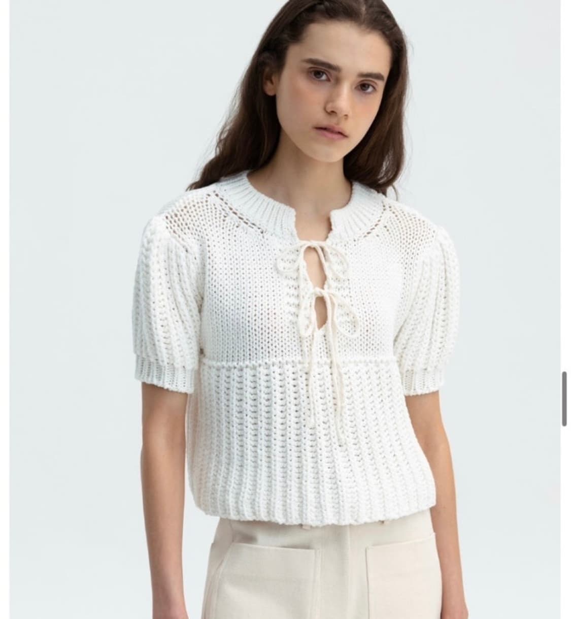 F) 더티스 네트 리본 니트 아이보리 상품이미지7