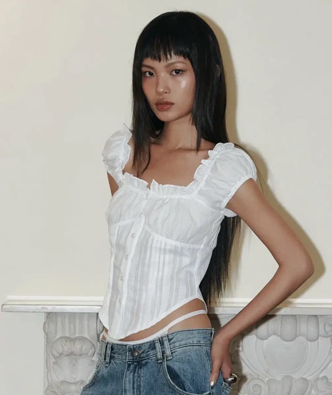 플리즈노팔로우 신디탑 화이트 S 상품이미지1