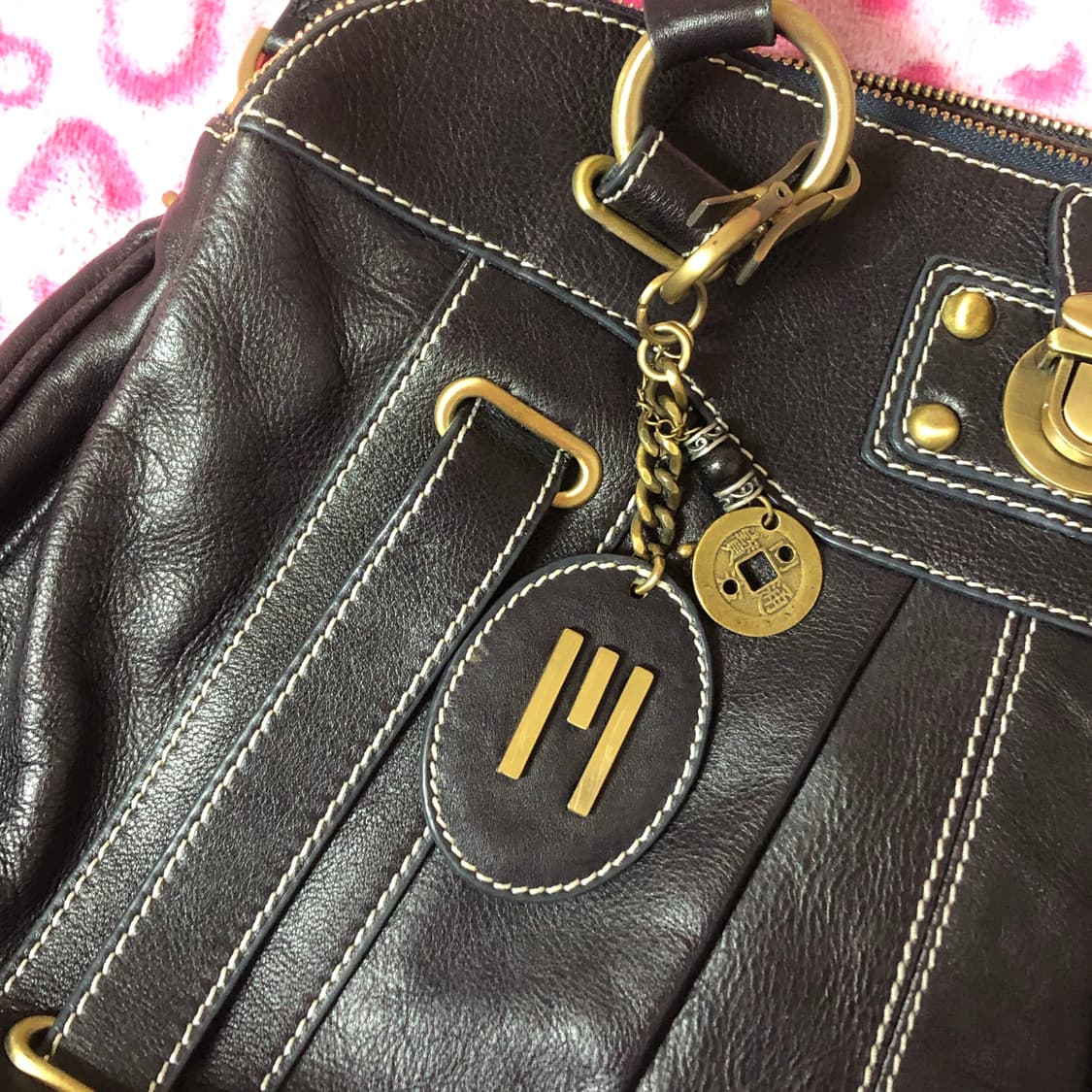 빈티지 갸루 레더 가죽 스티치 크로스백 토트백  상품이미지5