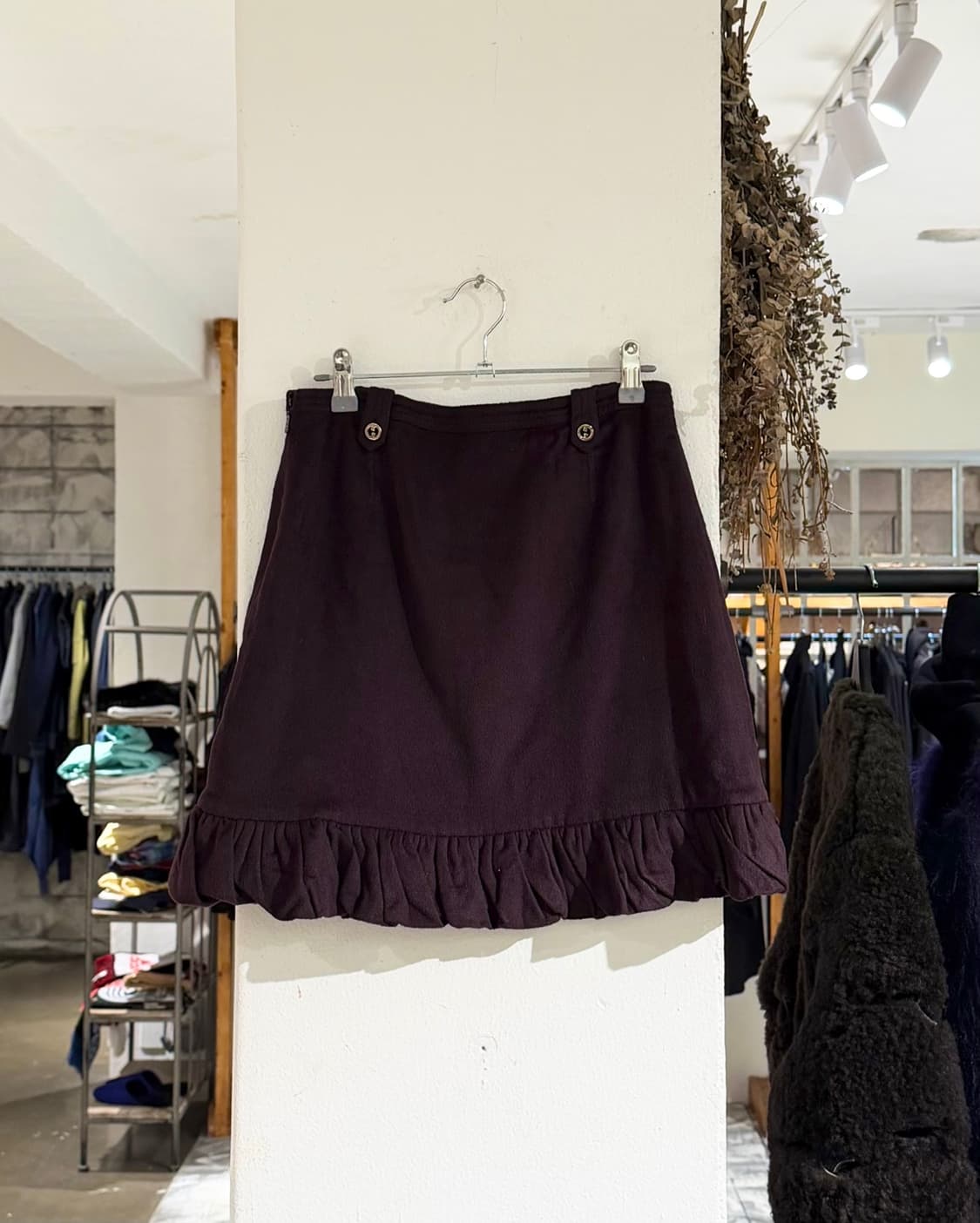 구찌 버건디 앙고라 캐시미어 게더링 투포켓 미니스커트 상품이미지4