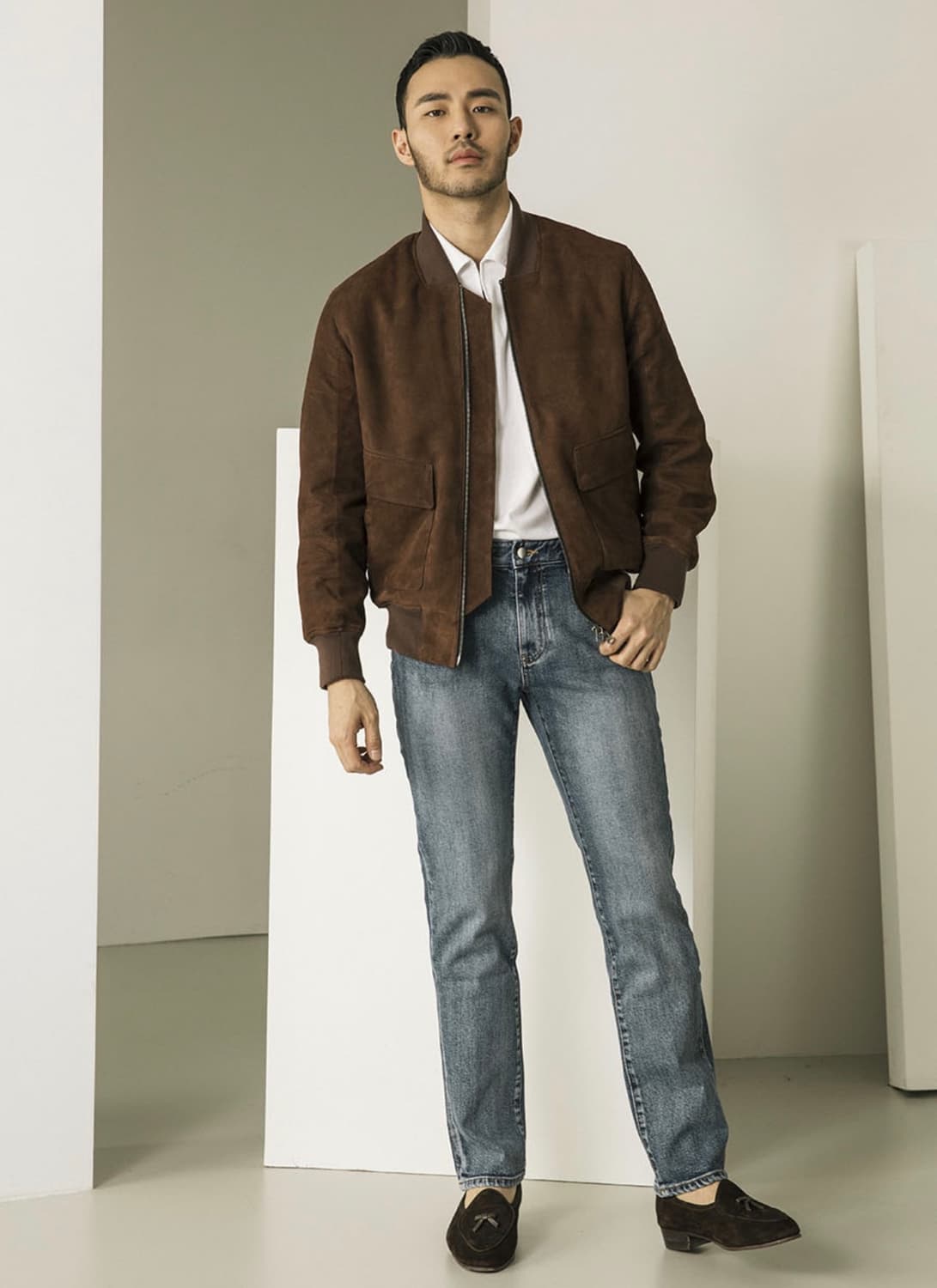 론트 염소가죽 스웨이드 자켓 L 상품이미지2