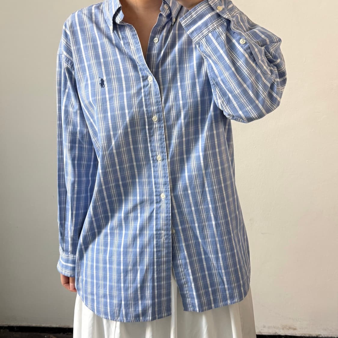 [L] 폴로 블루 체크 셔츠 상품이미지2