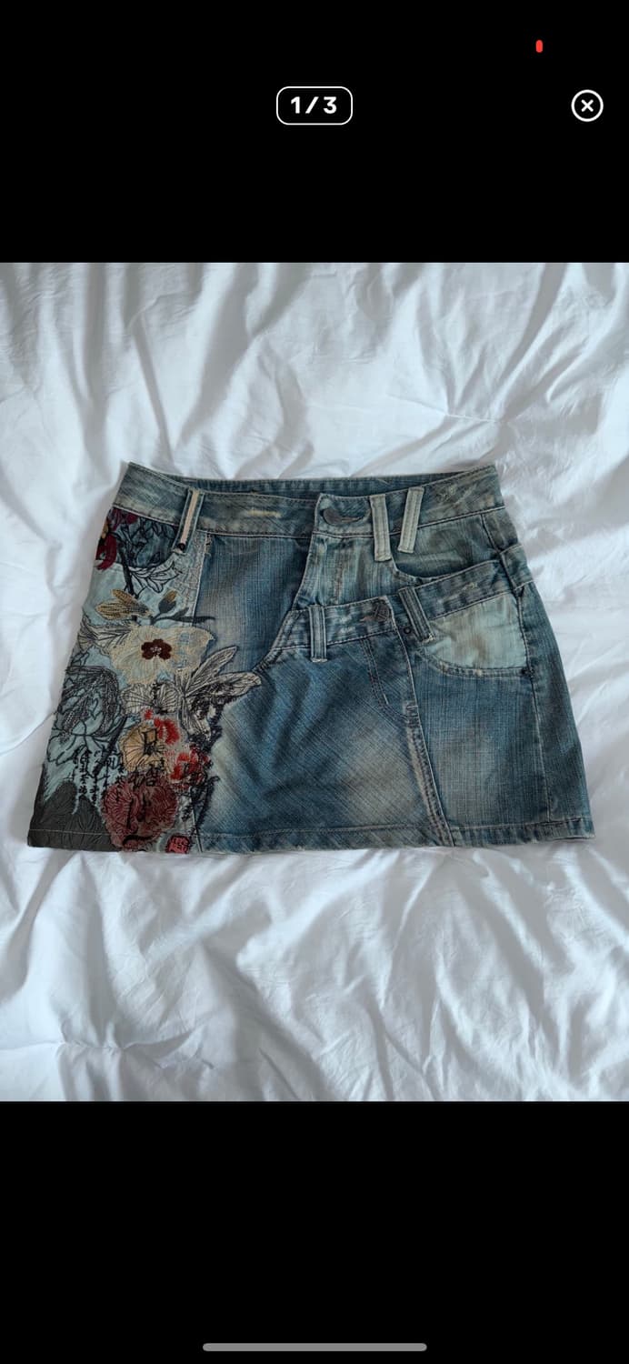 빈티지 자수 데님 스커트  상품이미지1