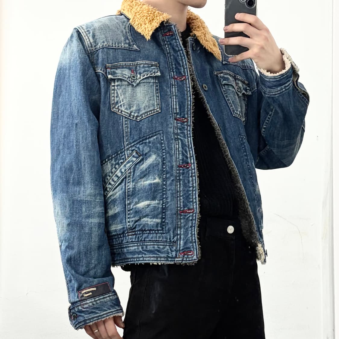 디젤 워시드 쉐르파 데님 자켓 상품이미지2