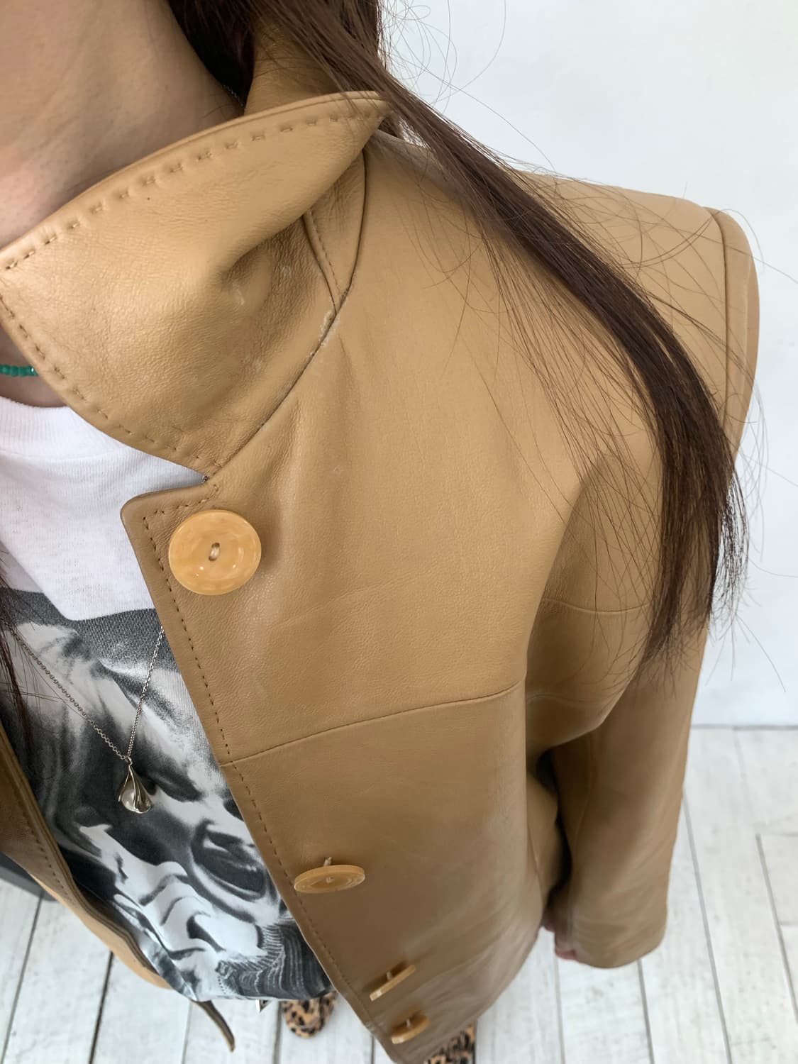 Beige lamb Leather JK 상품이미지6