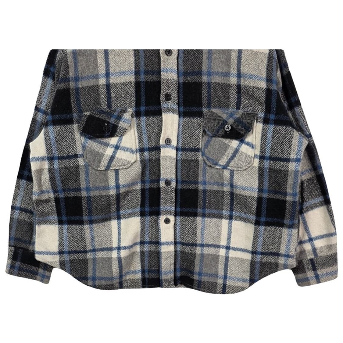 80s CPO 울 리넨 혼방 쉐도우 체크 셔츠 자켓 XL 상품이미지4